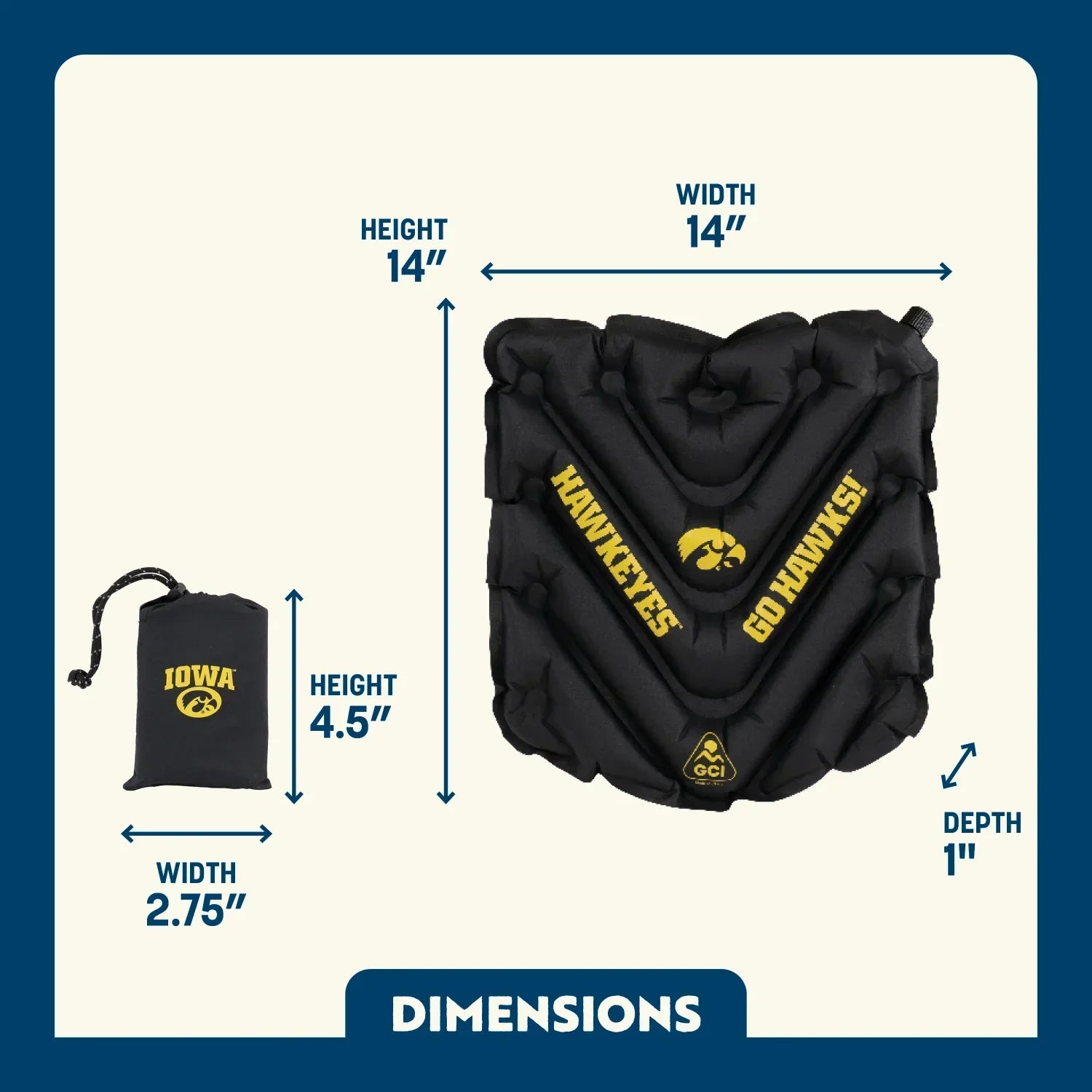 College V Seat™ Inflatable Stadium Cushion - Iowa Hawkeyes